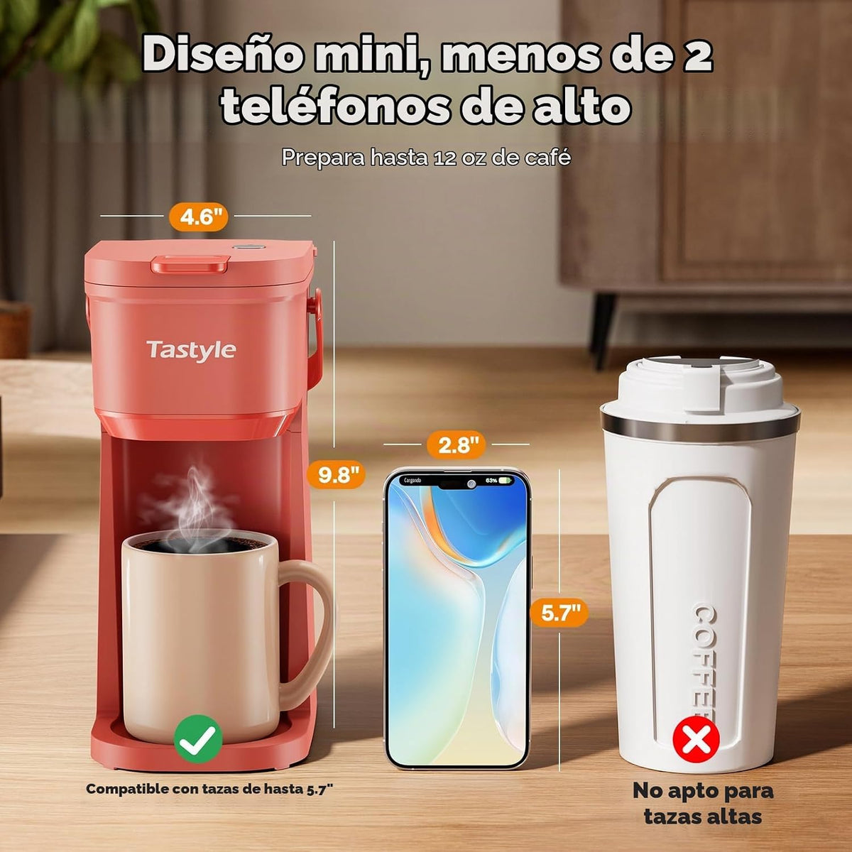 Tastyle Cafetera de Una Taza de Una Sola Porción, para Cápsulas K y...