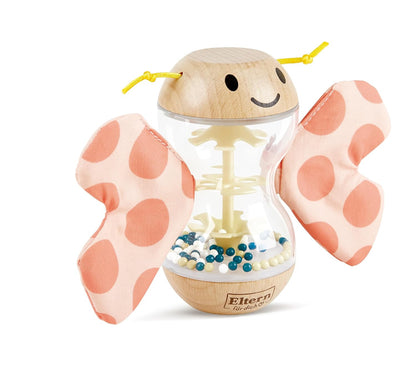 Hape Rosalie - Sonajero de madera con forma de mariposa colorida con alas extraíbles, juguete de aprendizaje temprano de madera, juguetes sensoriales para edades tempranas
