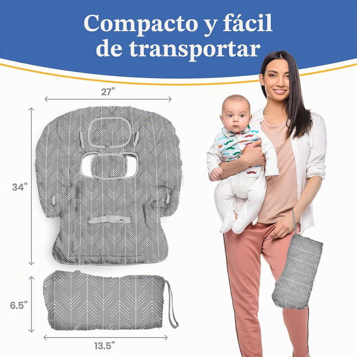 PILLANI Funda para carrito de compras para bebé, funda para silla a...