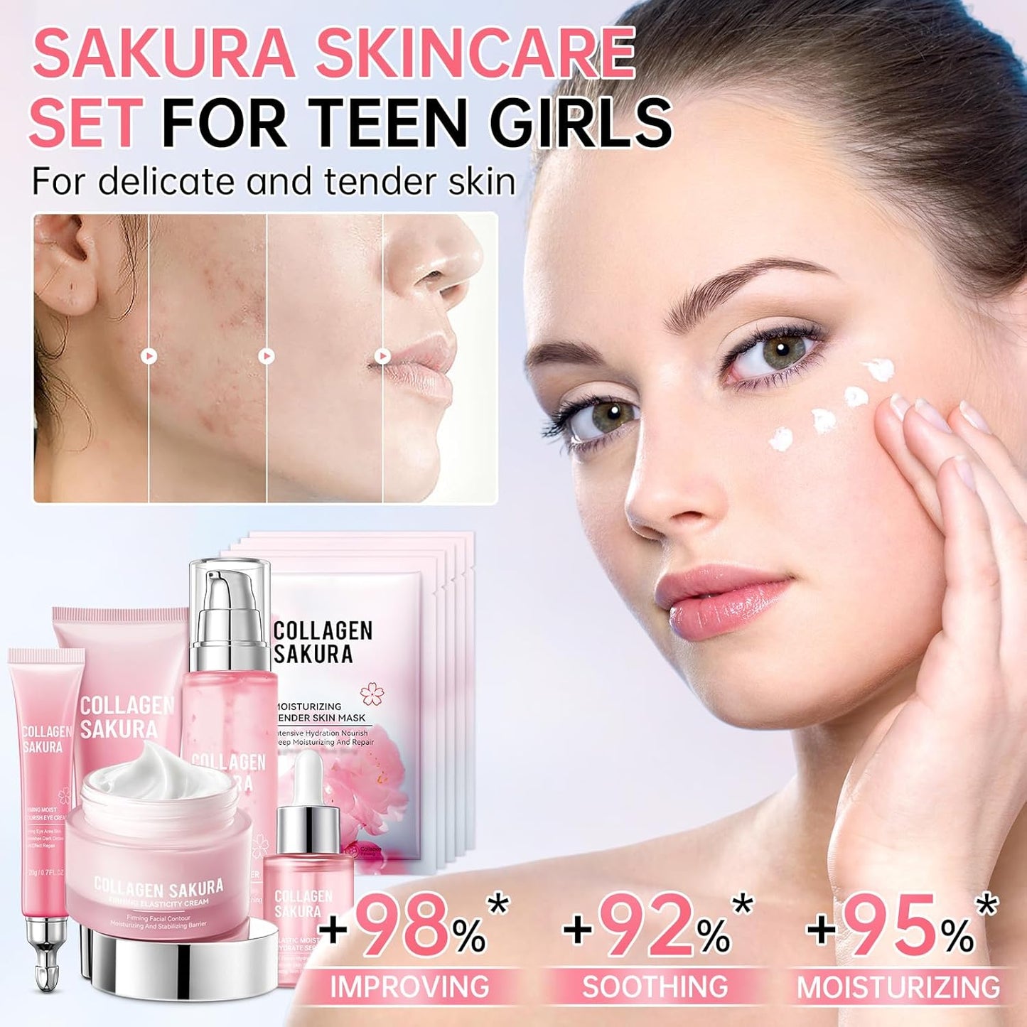 Sakura - Juego de cuidado de la piel para adolescentes, 10 en 1, ki...