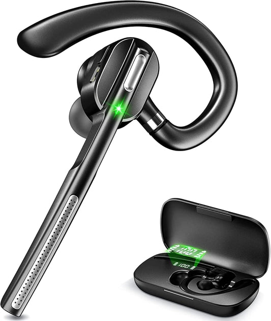 Auriculares Bluetooth V5.1, Auriculares Inalámbricos con Caja de Carga y Visualización de Batería, Auriculares Bluetooth con Micrófono con Cancelación de Ruido para Conducir, Oficina
