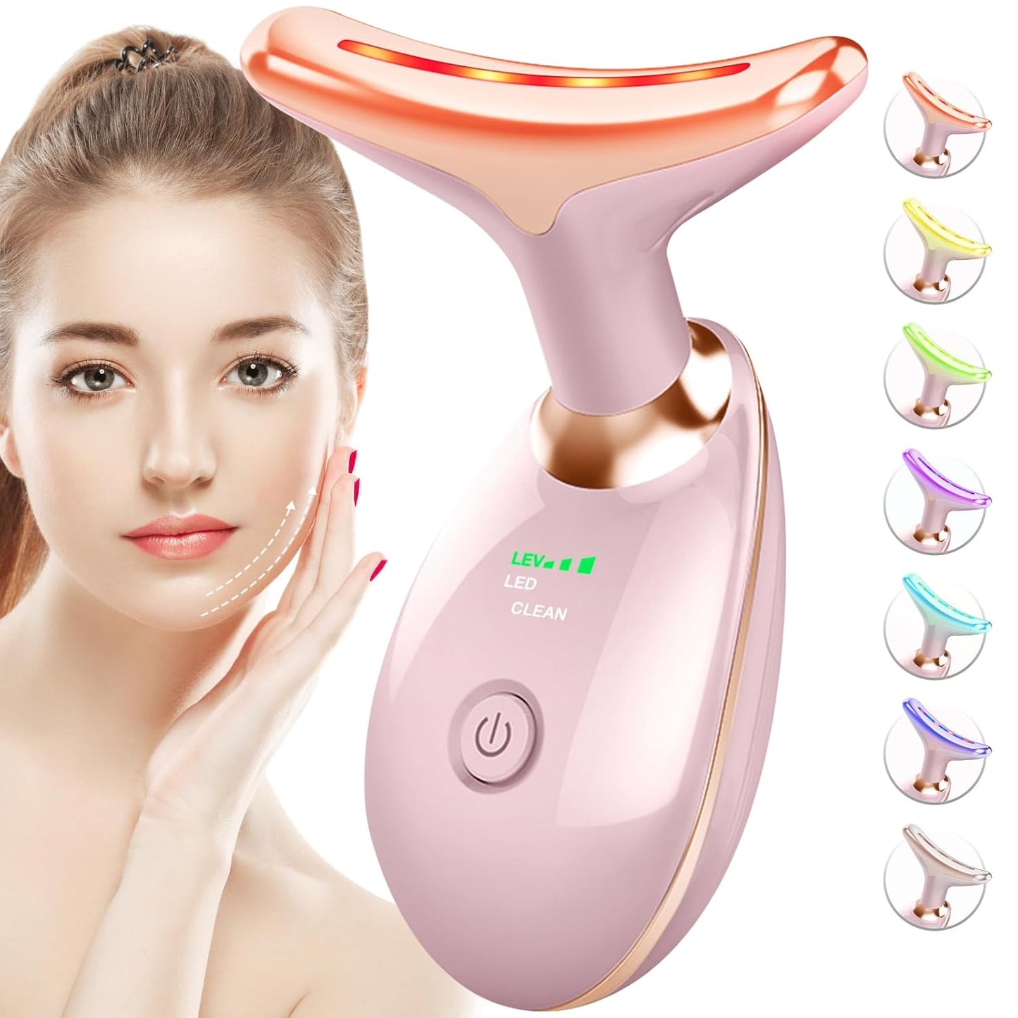 SDKWDH Terapia de Luz Roja para Cara y Cuello, Herramienta de Masaj...