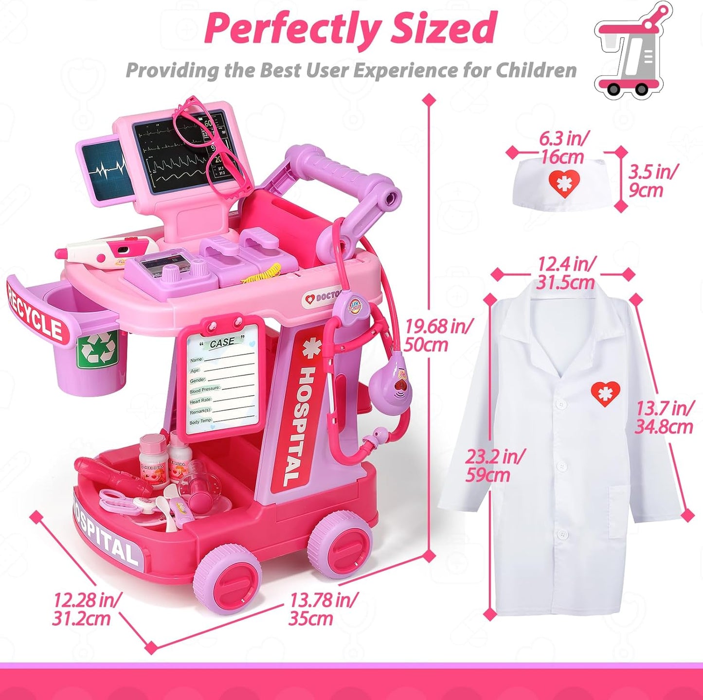 Liberry Kit de médico para niños pequeños de 2, 3, 4, 5, juego de s...