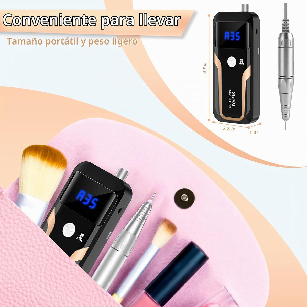 Taladro de uñas portátil profesional 35000 RPM, MOCOWIND máquina de...