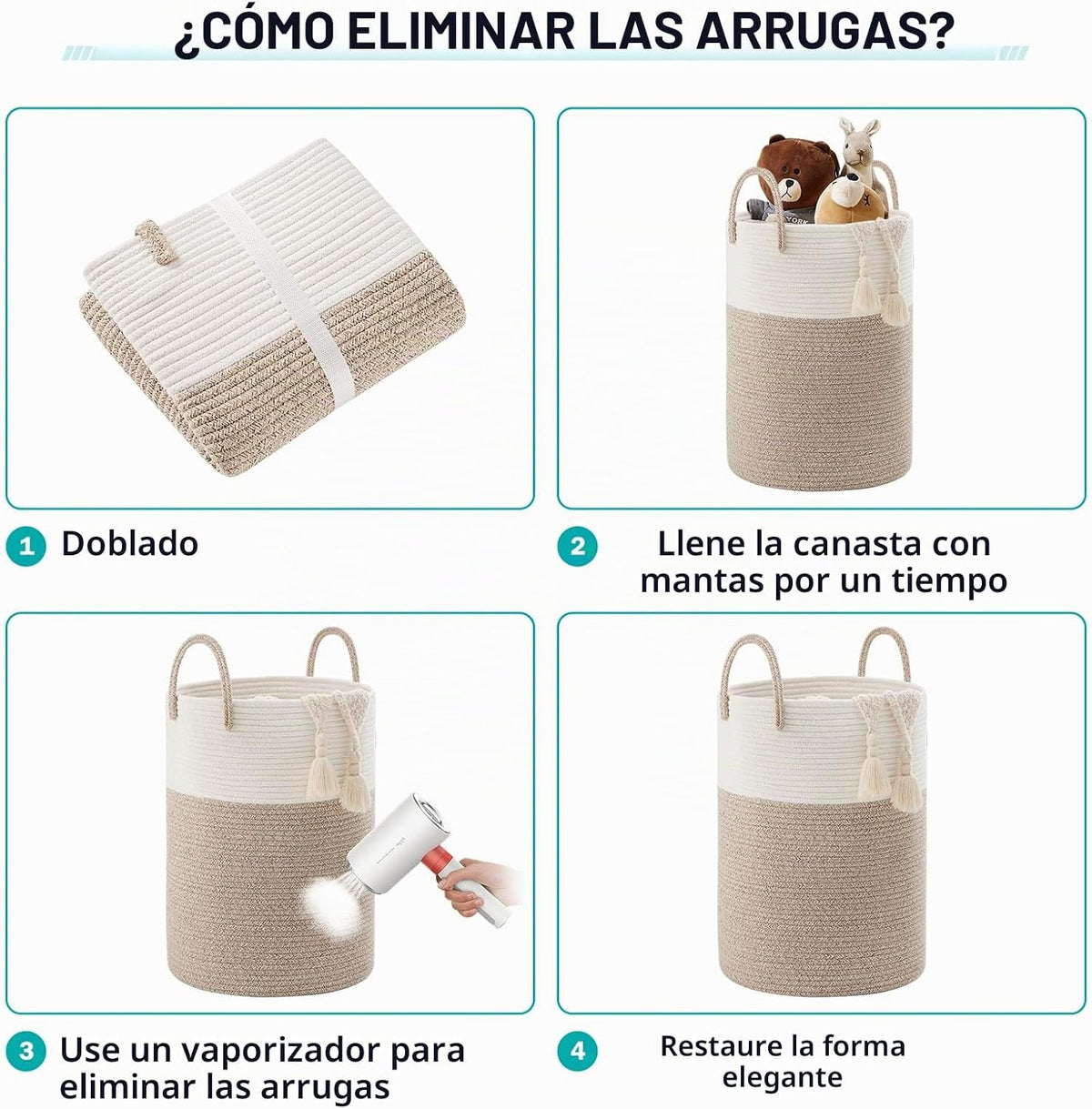 YOUDENOVA - Canasta de cuerda tejida para lavandería, cesta alta de...