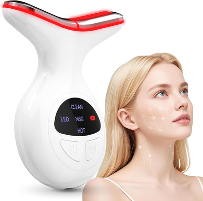 Terapia de luz roja para cara, masajeador facial multifuncional con...