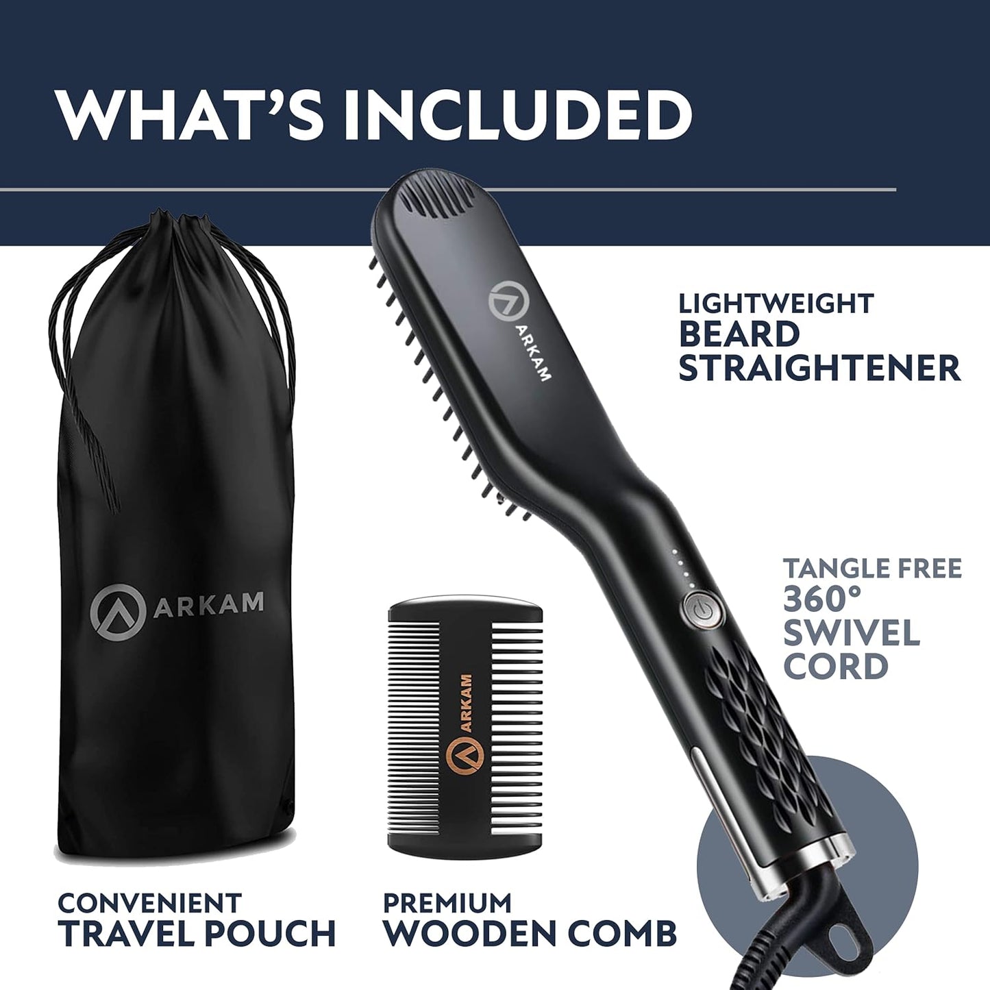Arkam Alisador de barba para hombres \u2013 Kit original de cepillo...