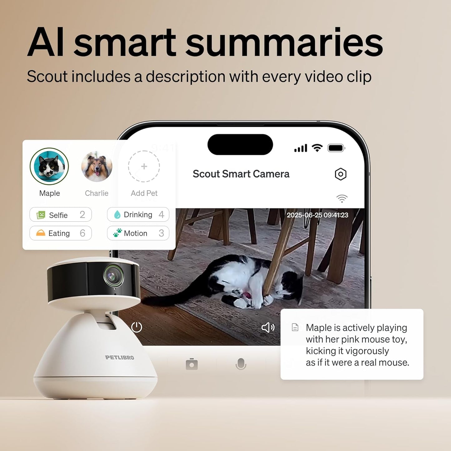 PETLIBRO AI Cámara para mascotas con aplicación de teléfono para in...