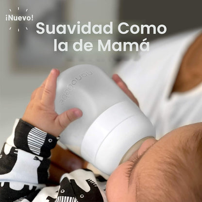 Nanobebe - Biberón de silicona flexible, anticólicos, sensación nat...