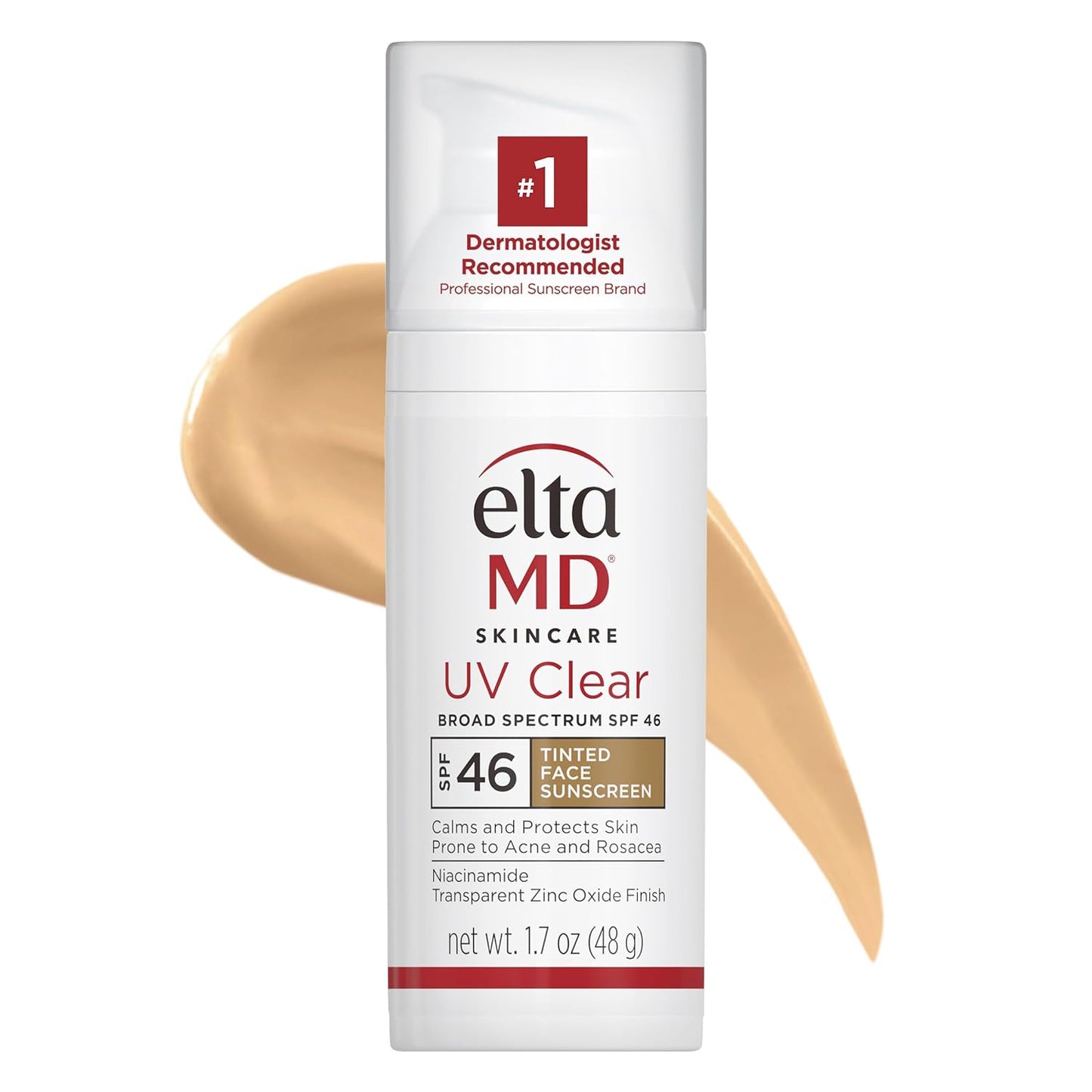 EltaMD Protector Solar Facial con Tinte UV Clear, SPF 46 Libre de Aceite con Óxido de Zinc, Recomendado por Dermatólogos, Relleno de Calcetín
