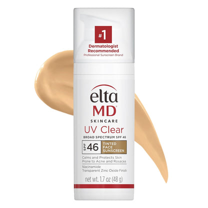 EltaMD Protector Solar Facial con Tinte UV Clear, SPF 46 Libre de Aceite con Óxido de Zinc, Recomendado por Dermatólogos, Relleno de Calcetín