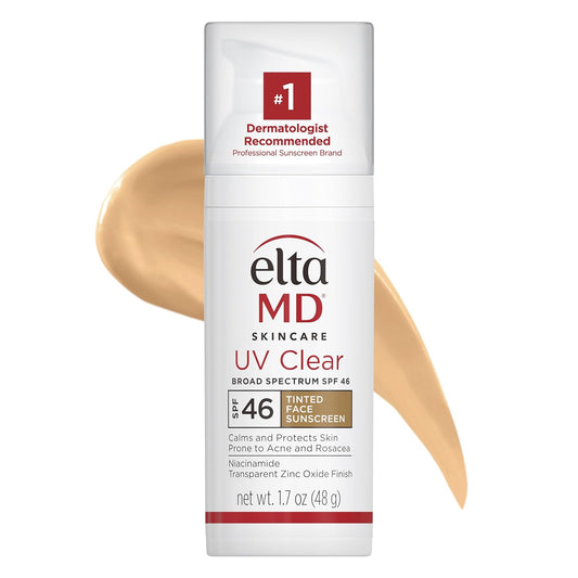 EltaMD Protector Solar Facial con Tinte UV Clear, SPF 46 Libre de Aceite con Óxido de Zinc, Recomendado por Dermatólogos, Relleno de Calcetín