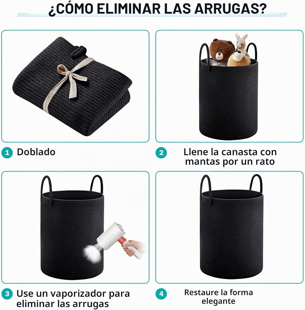 YOUDENOVA - Cesta de lavandería de cuerda tejida, cesta alta de 72L...