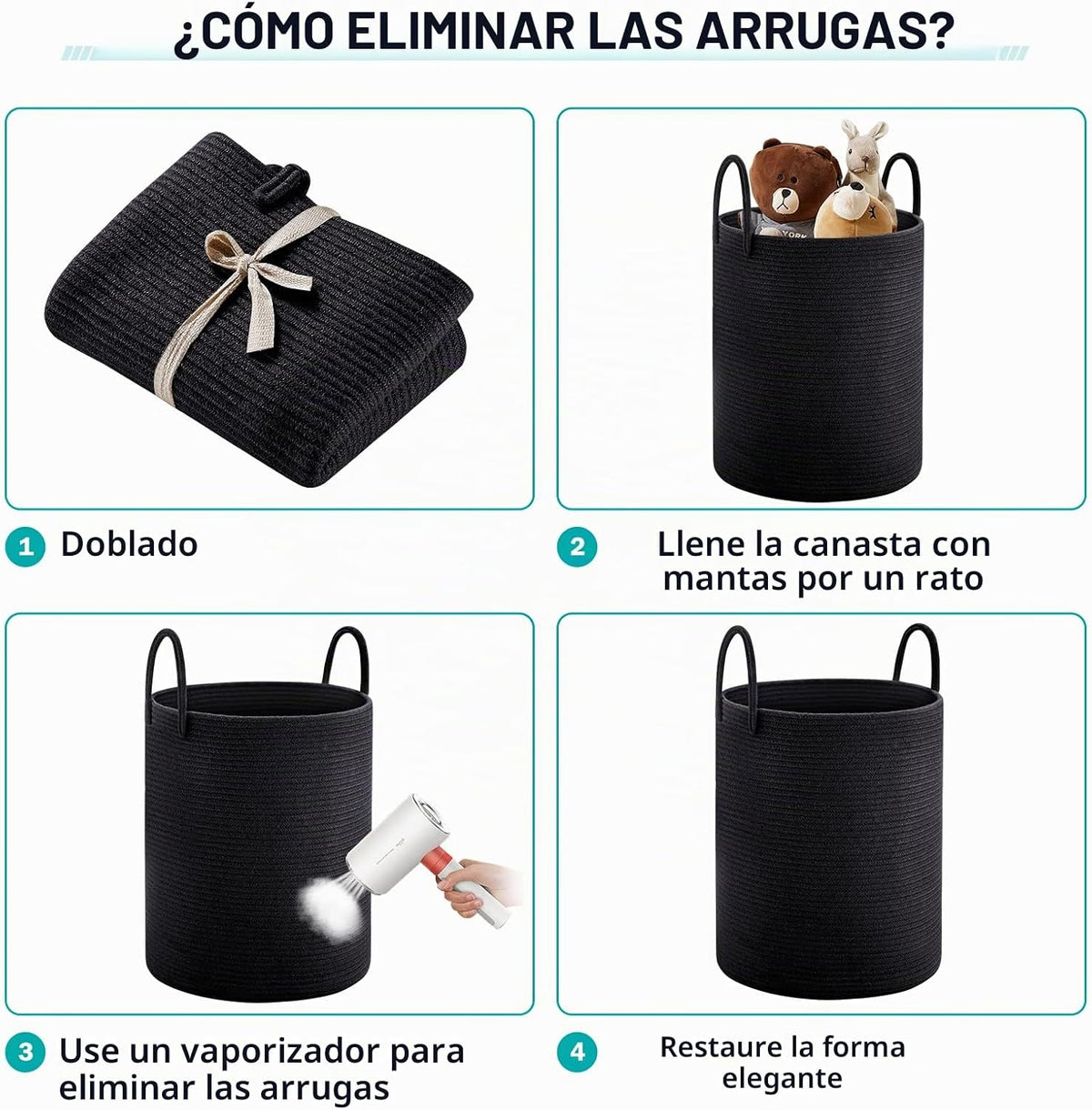 YOUDENOVA - Cesta de lavandería de cuerda tejida, cesta alta de 72L...