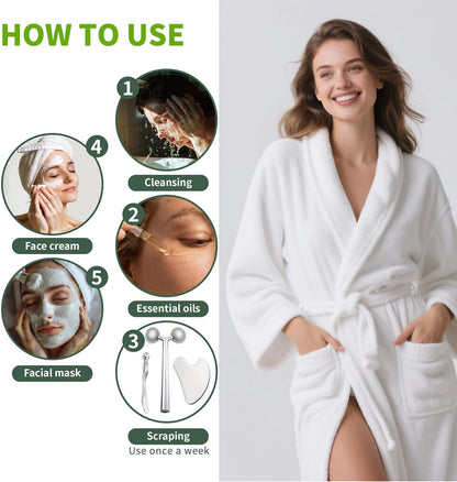 Annarose - Rodillo masajeador facial para la piel y Gua Sha, herram...