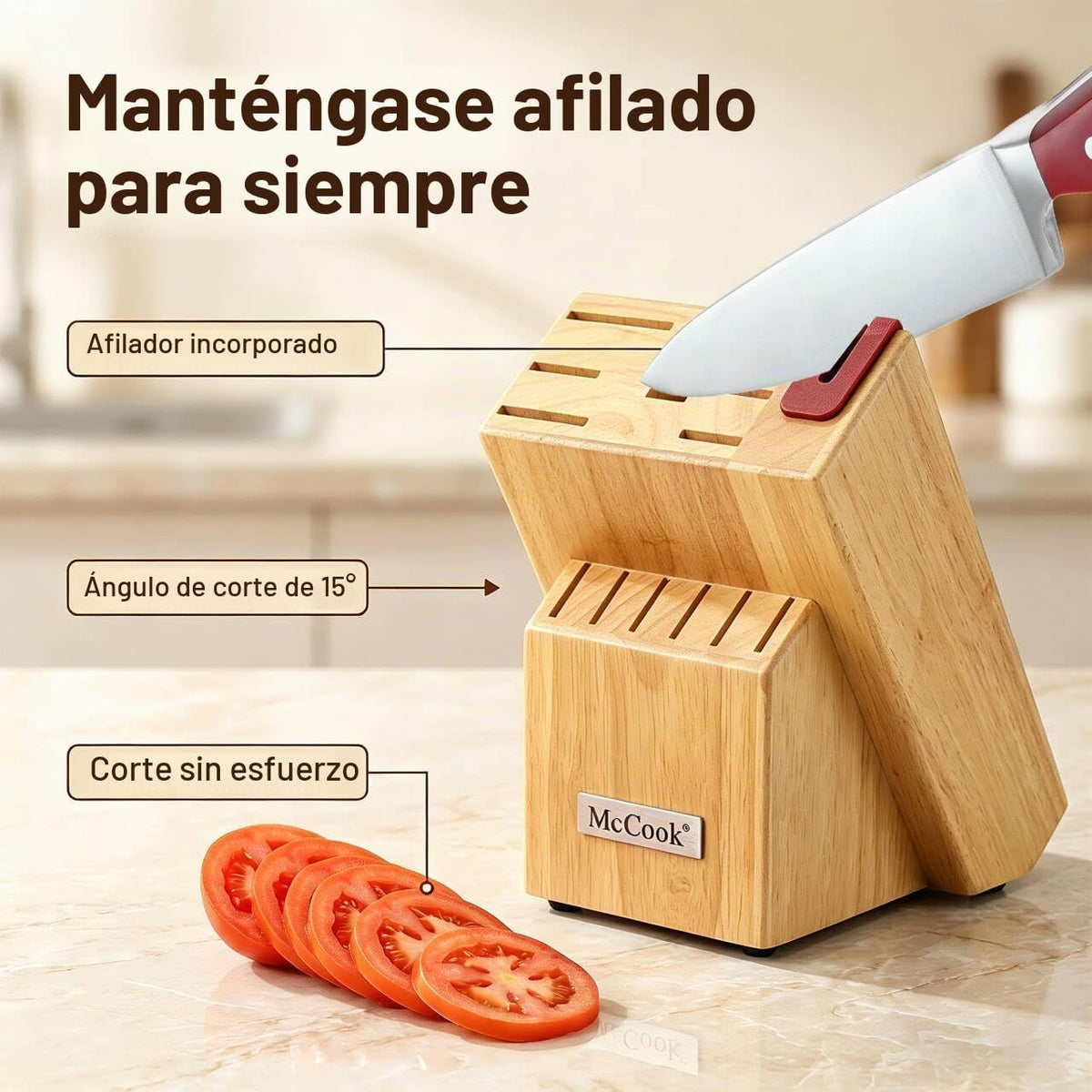 McCook® Juego de cuchillos de cocina de acero inoxidable con bloque...