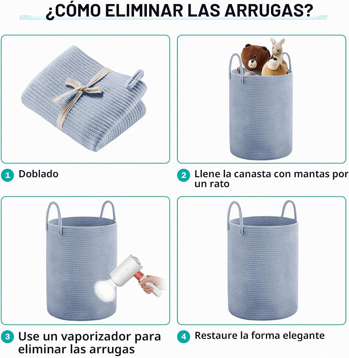 YOUDENOVA Cesta de Ropa Sucia, Cesta de Ropa Sucia Tejida de 58L Al...