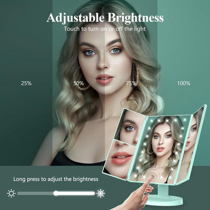 HUONUL Espejo de maquillaje, espejo de tocador con luces, aumento 2...