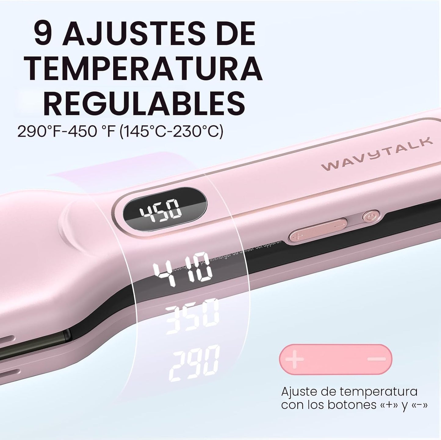 Wavytalk Plancha plana de titanio para cabello húmedo o liso, con v...