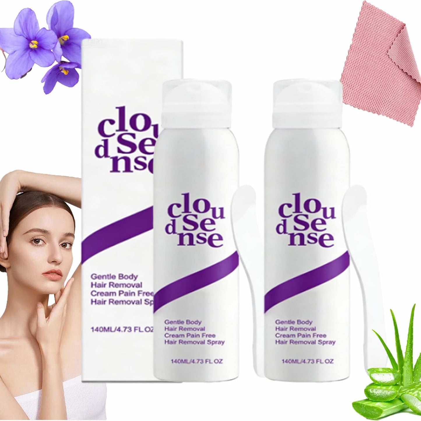 Kit de depilación corporal suave, spray de depilación Cloud Sense,...