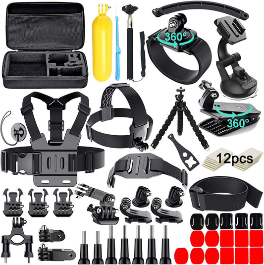 Kit de accesorios de cámara de acción 61 en 1 para GoPro Hero 13 12 11 10 9 8 7 6, GoPro Max, GoPro Fusion, Xiaomi, Insta360, DJI Osmo Action, AKASO APEMAN, Campark, SJCAM