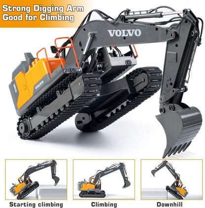 Double E Volvo - Excavadora de control remoto a escala 1:16, juguet...