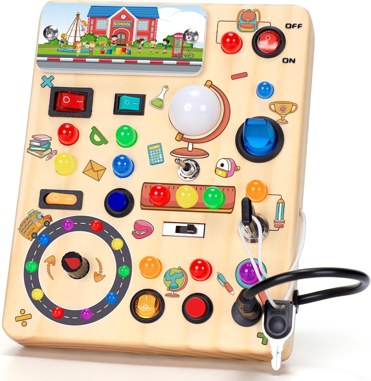 Tablero de actividades con interruptores de luz LED, juguetes Monte...