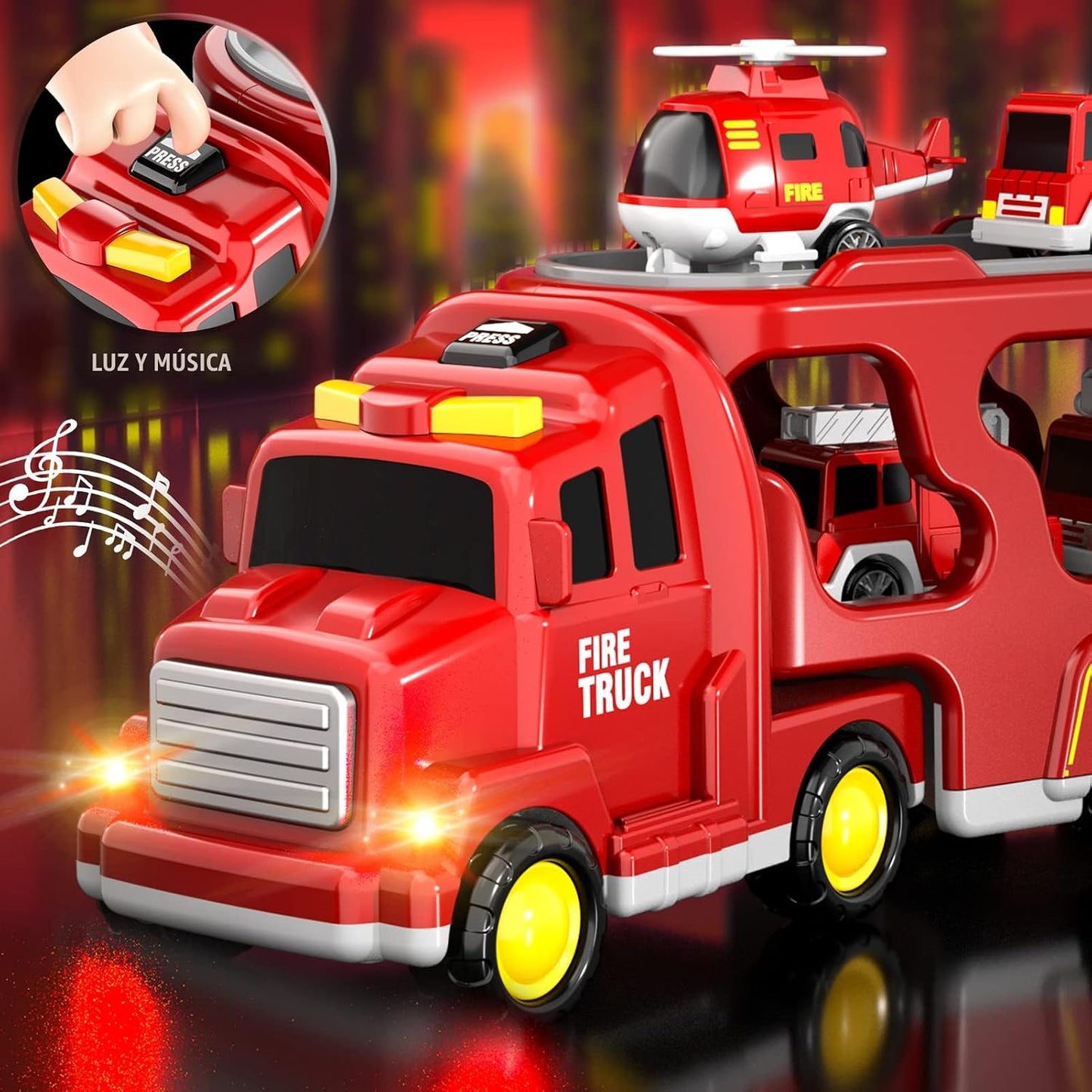 Bennol Juego de Juguetes de Camiones de Bomberos 5 en 1 para Niños...