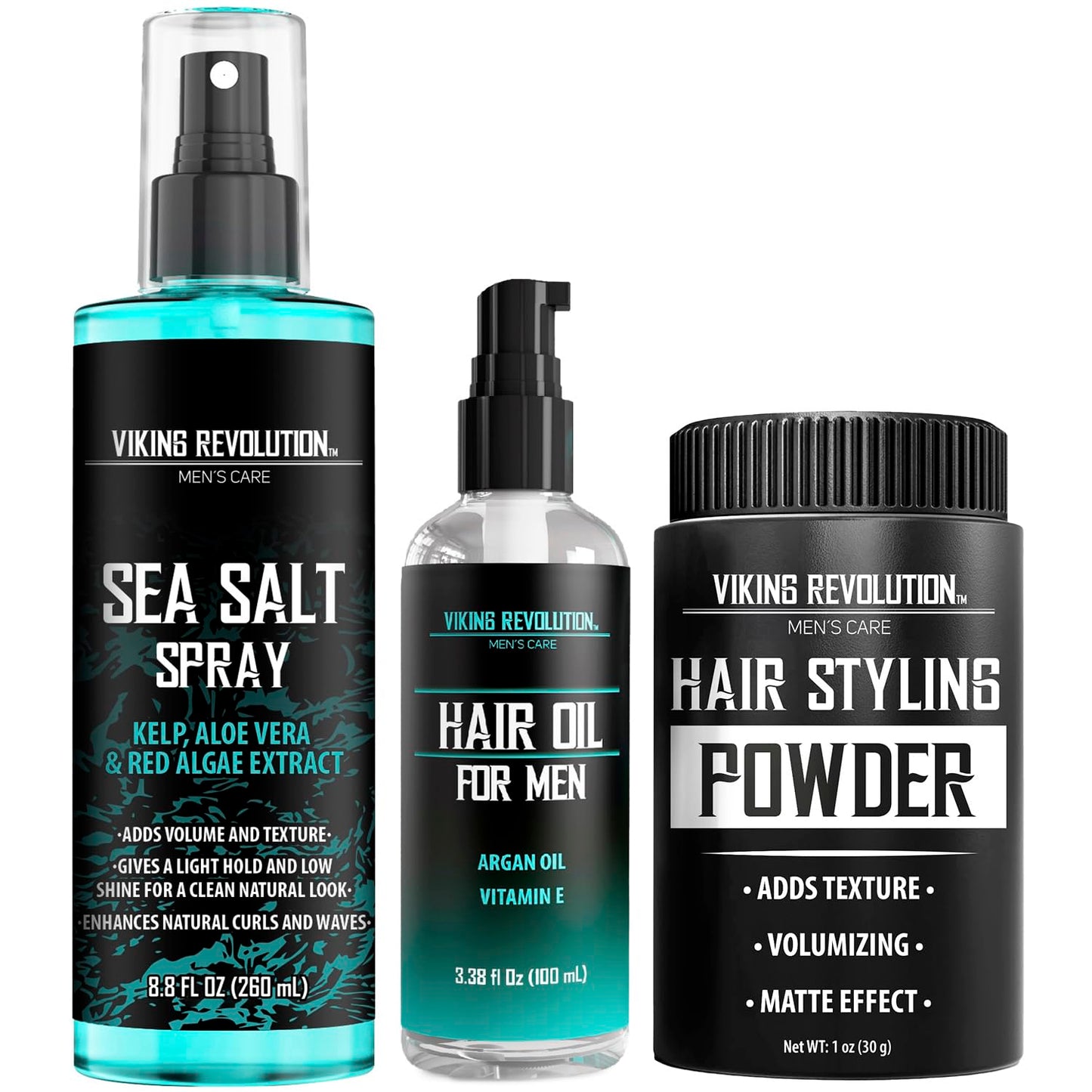 Viking Revolution Spray de sal marina para hombres (8 fl oz), aceit...