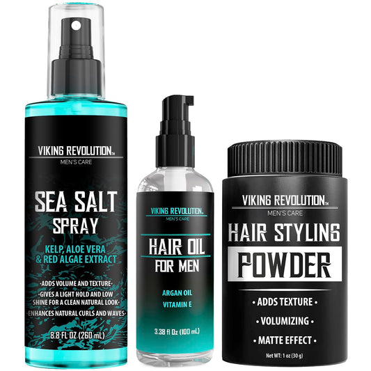 Viking Revolution Spray de sal marina para hombres (8 fl oz), aceit...