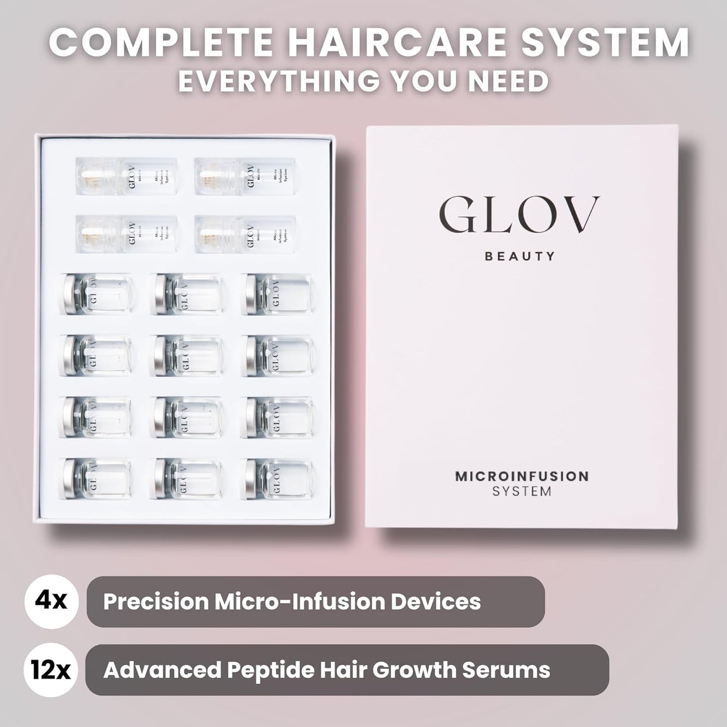 Kit de Renovación Capilar Micro Infusión de Glov Beauty – Estampación Dérmica de Oro de 0.25 mm con Ácido Hialurónico, Péptido y Suero Ampollas Botánico | Tratamiento Hidratante para el Cuero