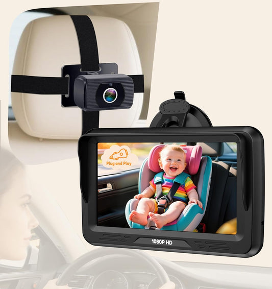 Rohent Cámara de coche para bebé HD 1080P - Monitor infantil orient...