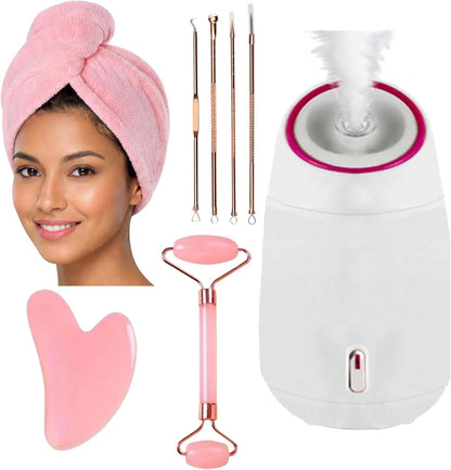 Vaporizador facial, juego completo de spa en casa \u2013 Rodillo de...