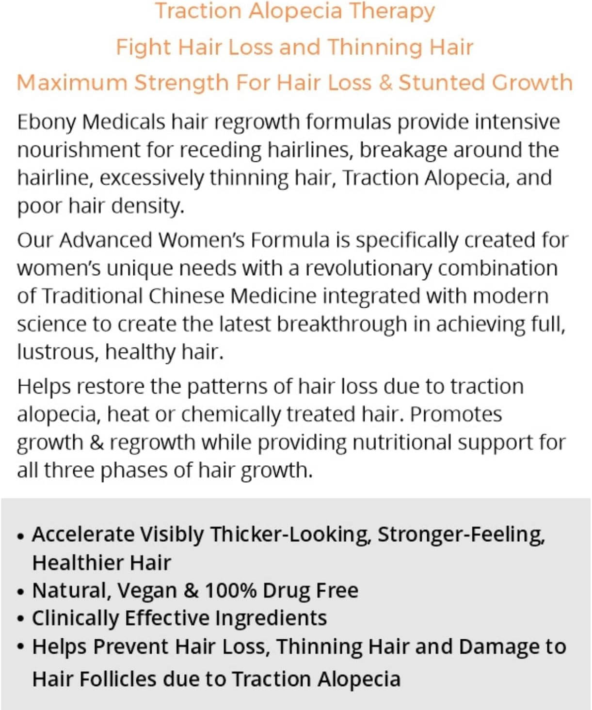 Suplemento médico de ébano para el cabello para mujeres de color - Adelgazamiento del cabello y apoyo de la alopecia de tracción - Impulso de queratina, nutrición folículo y vitaminas para la fuerza
