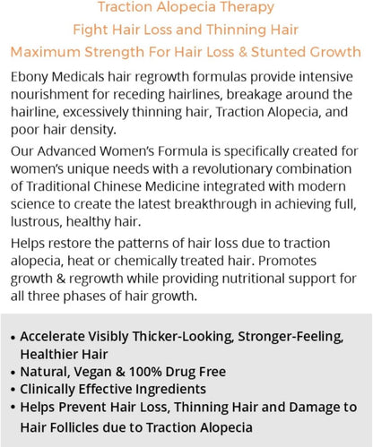 Suplemento médico de ébano para el cabello para mujeres de color - Adelgazamiento del cabello y apoyo de la alopecia de tracción - Impulso de queratina, nutrición folículo y vitaminas para la fuerza