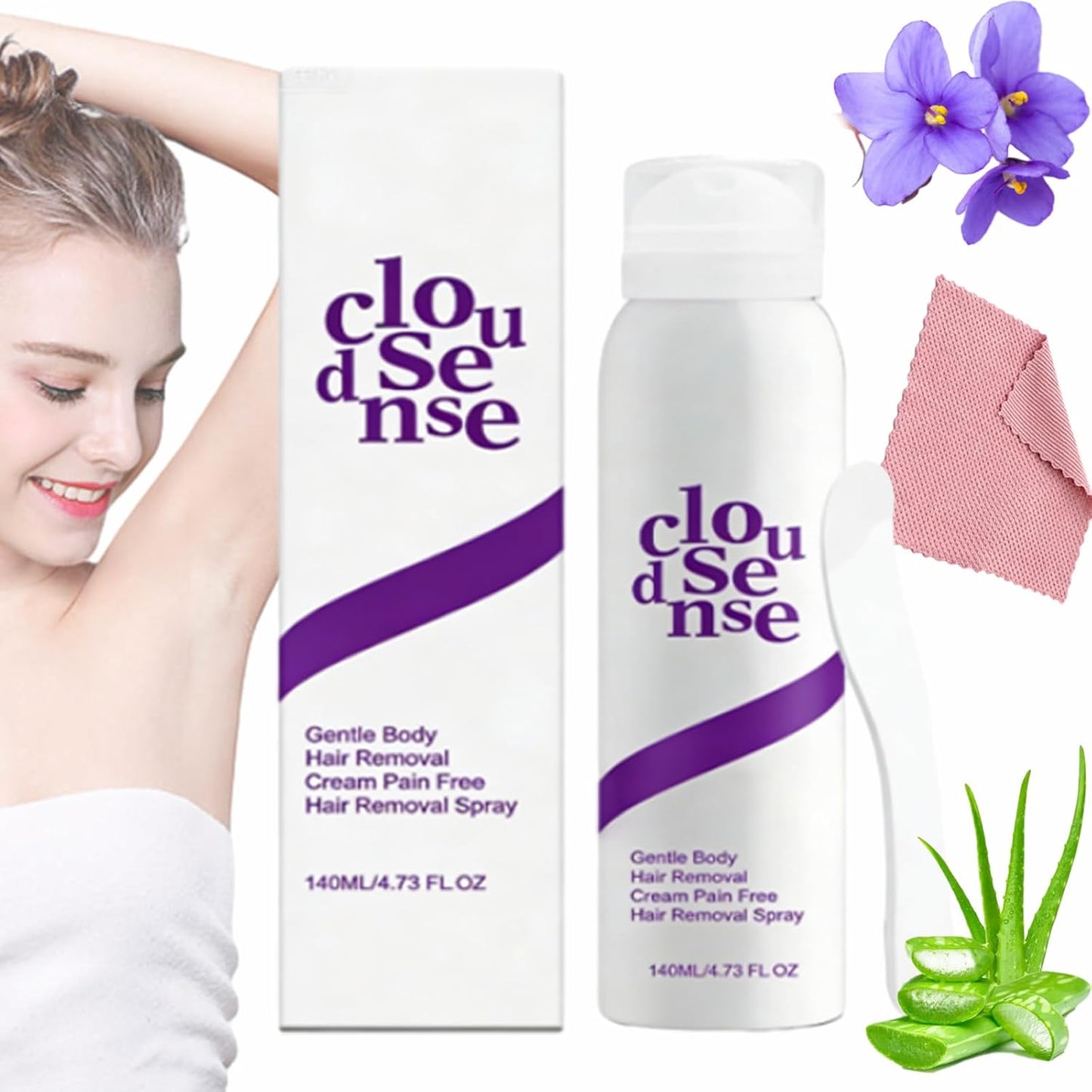 Cloud Sense - Spray de depilación suave, kit de depilación suave, c...