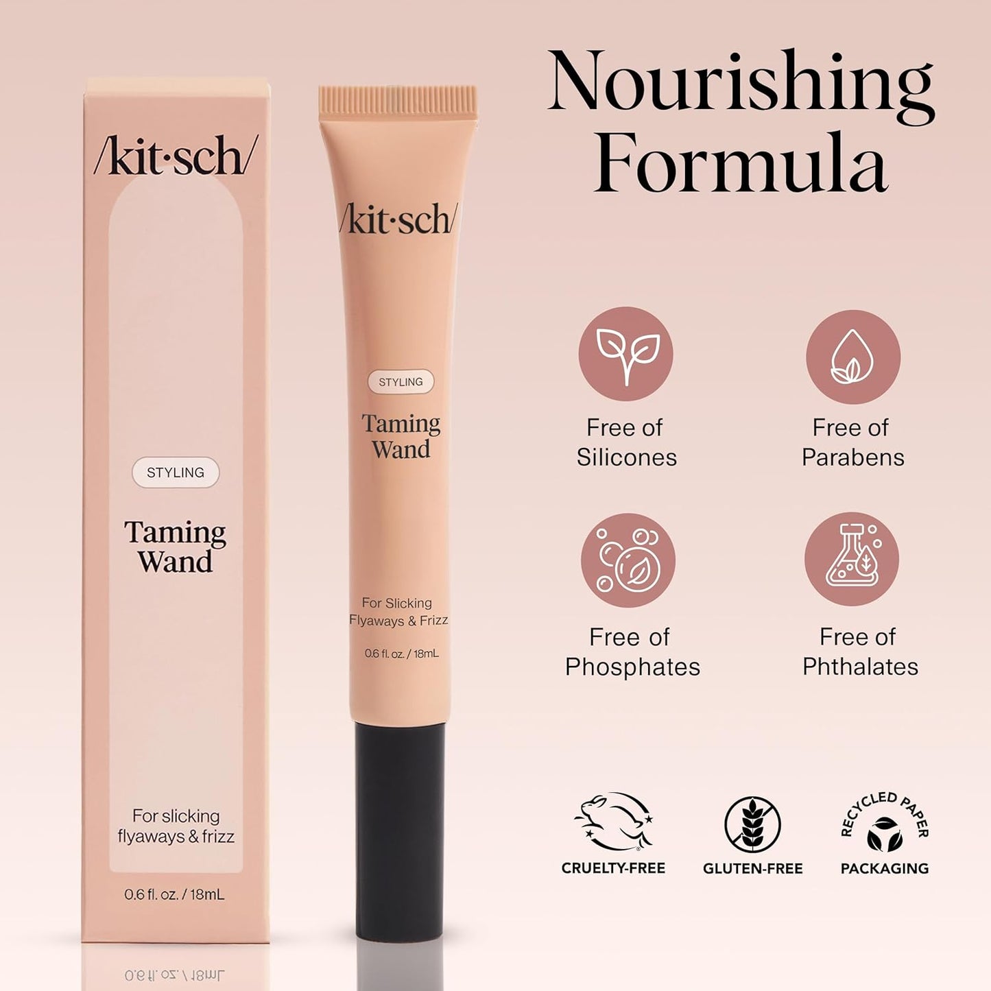 Kitsch Cepillo para cabello con frizz - Varita domadora con biotina...