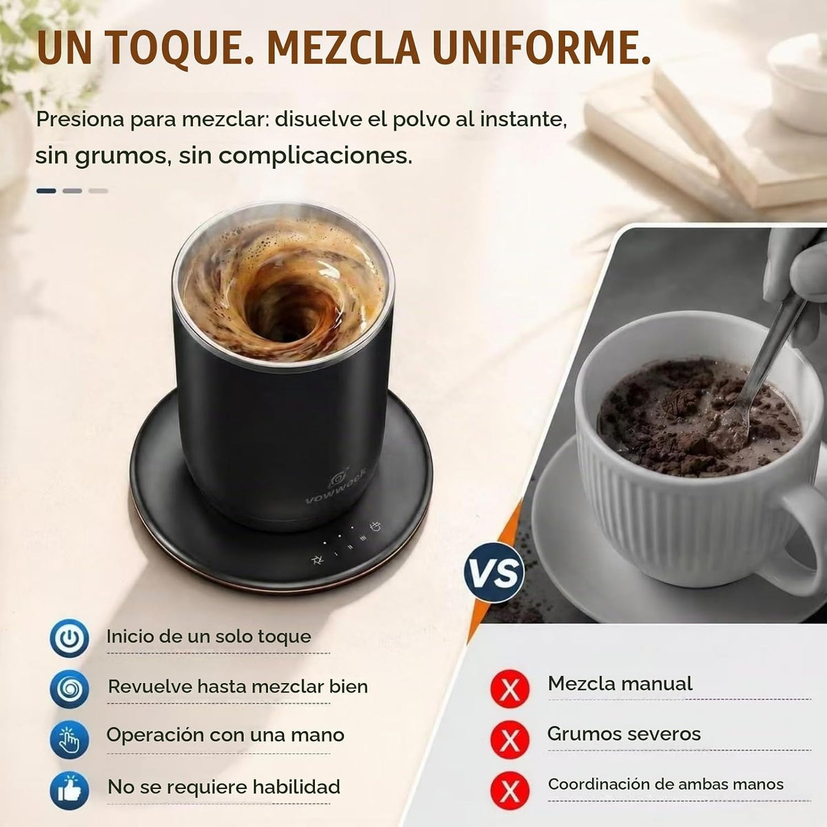 Taza de café autoagitable, taza calentada de 10 onzas con agitación...