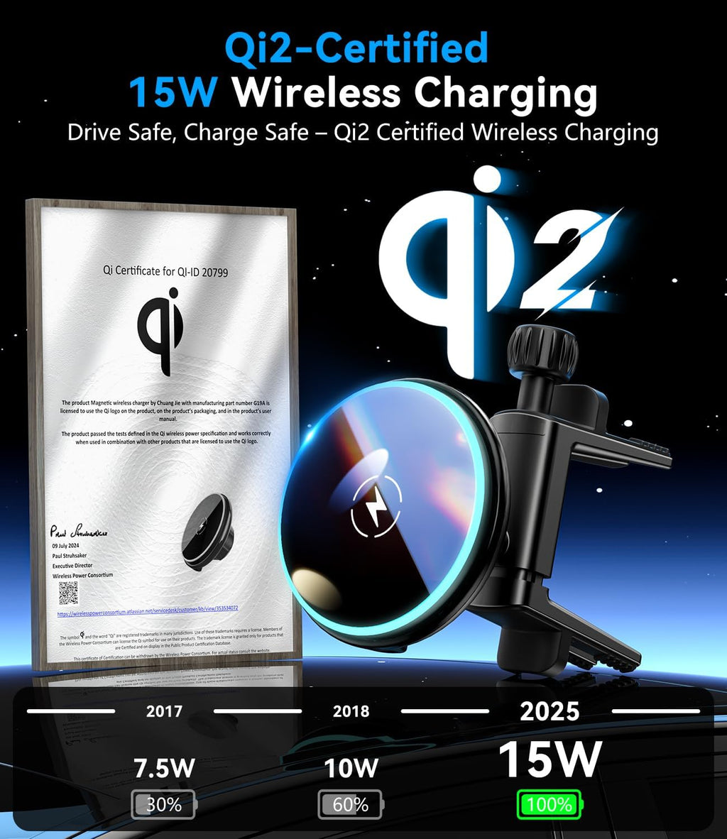 Qi2 - Soporte de teléfono inalámbrico magnético de carga rápida de 15 W para Mercedes Benz A/B/E/G/GLA/GLK, accesorios para iPhone 17 16 15 14 13 12 Pro Max Plus Mini