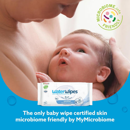 WaterWipes Sensitive+ Toallitas para Recién Nacidos y Bebés, 3 en 1...