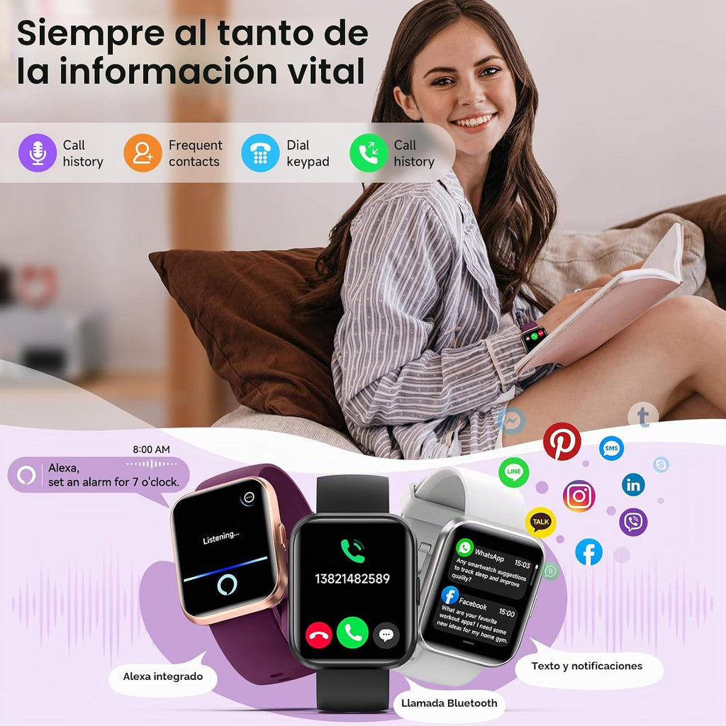 Gydom Relojes inteligentes para mujer para Android y iPhone, Alexa...