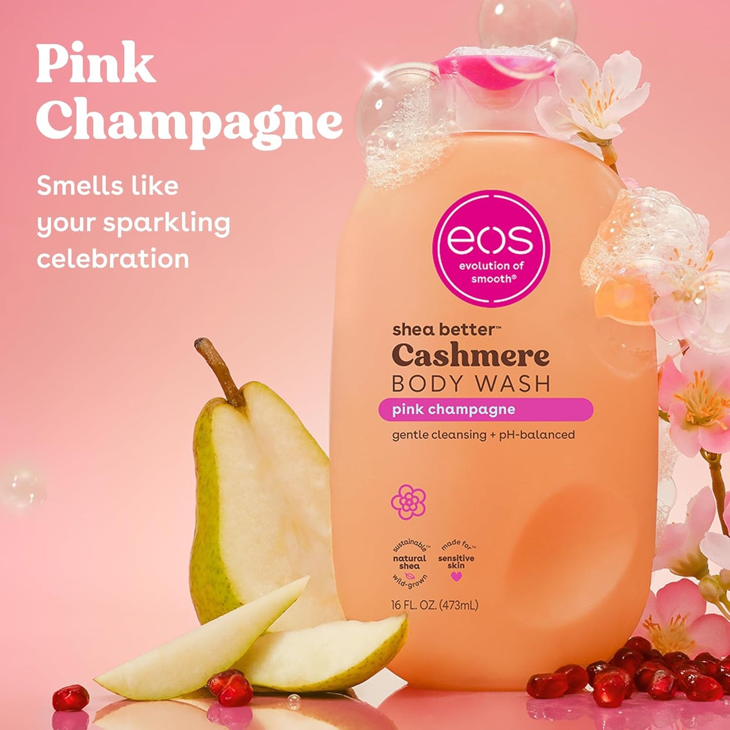 eos Shea Better Gel de Ducha Corporal de Cachemira, Champán Rosa, H...