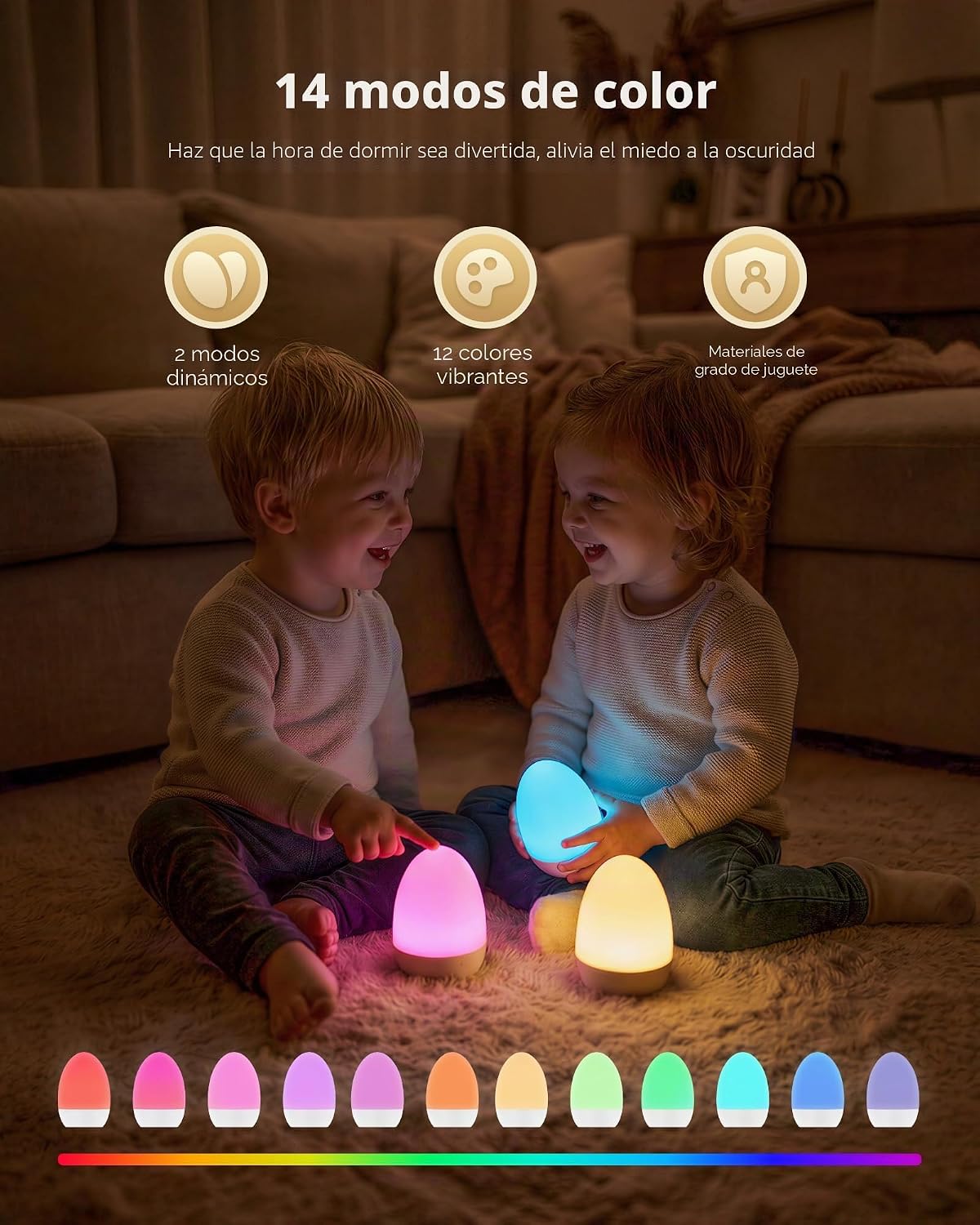 FULNIX Luz de huevo para guardería, control táctil para cuidado de...