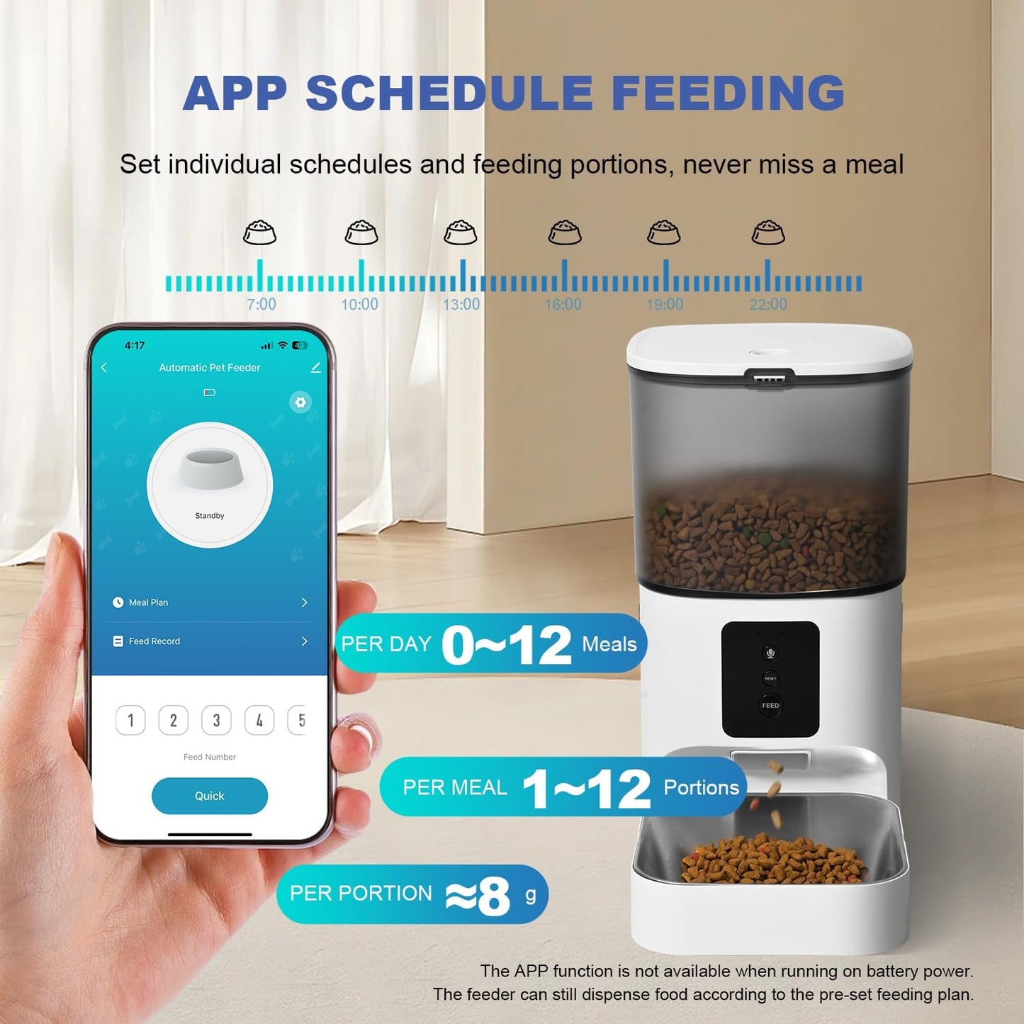 ANDOLL HOME Comedero automático para gatos 2.4G\/5G, dispensador de...