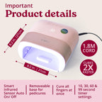 SUNUV Luz UV para uñas de gel, lámpara de gel UV LED profesional SU...