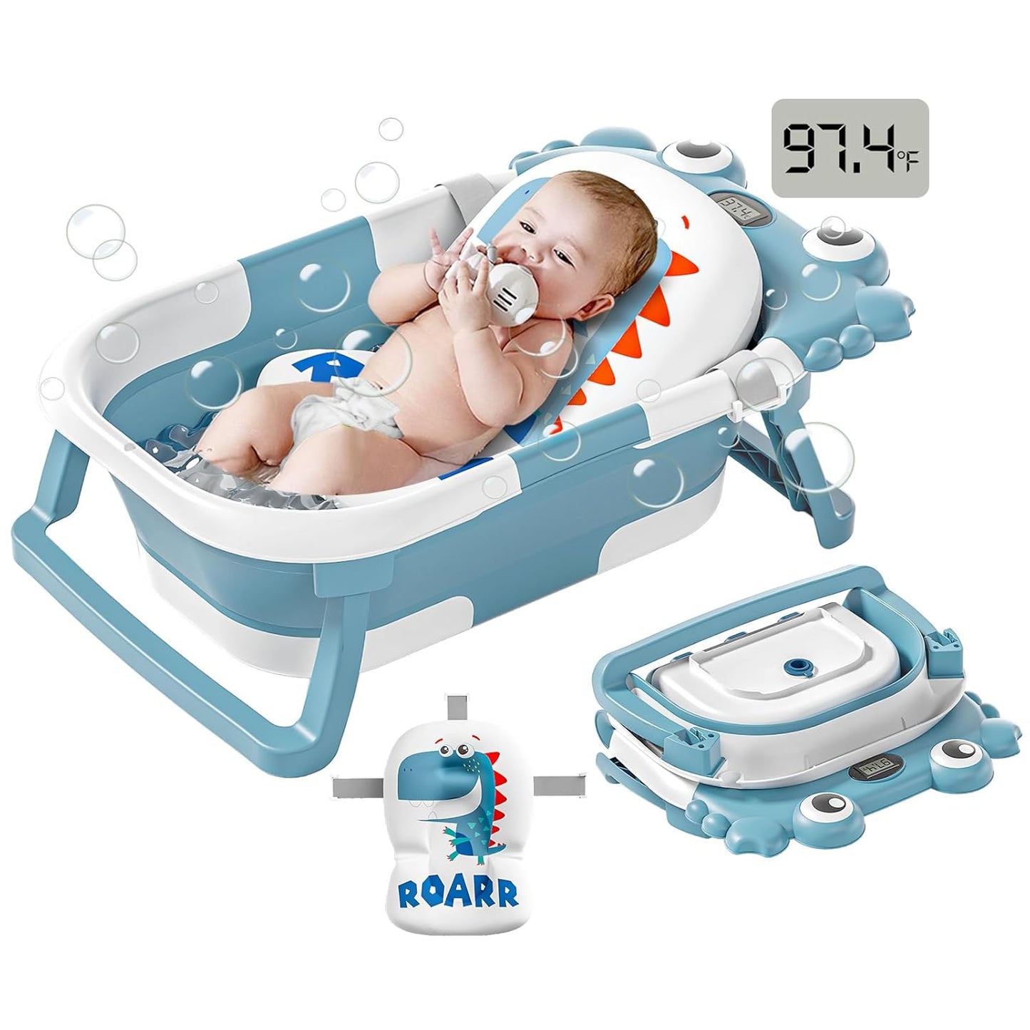 Bañera plegable para recién nacidos a niños pequeños con monitor de...