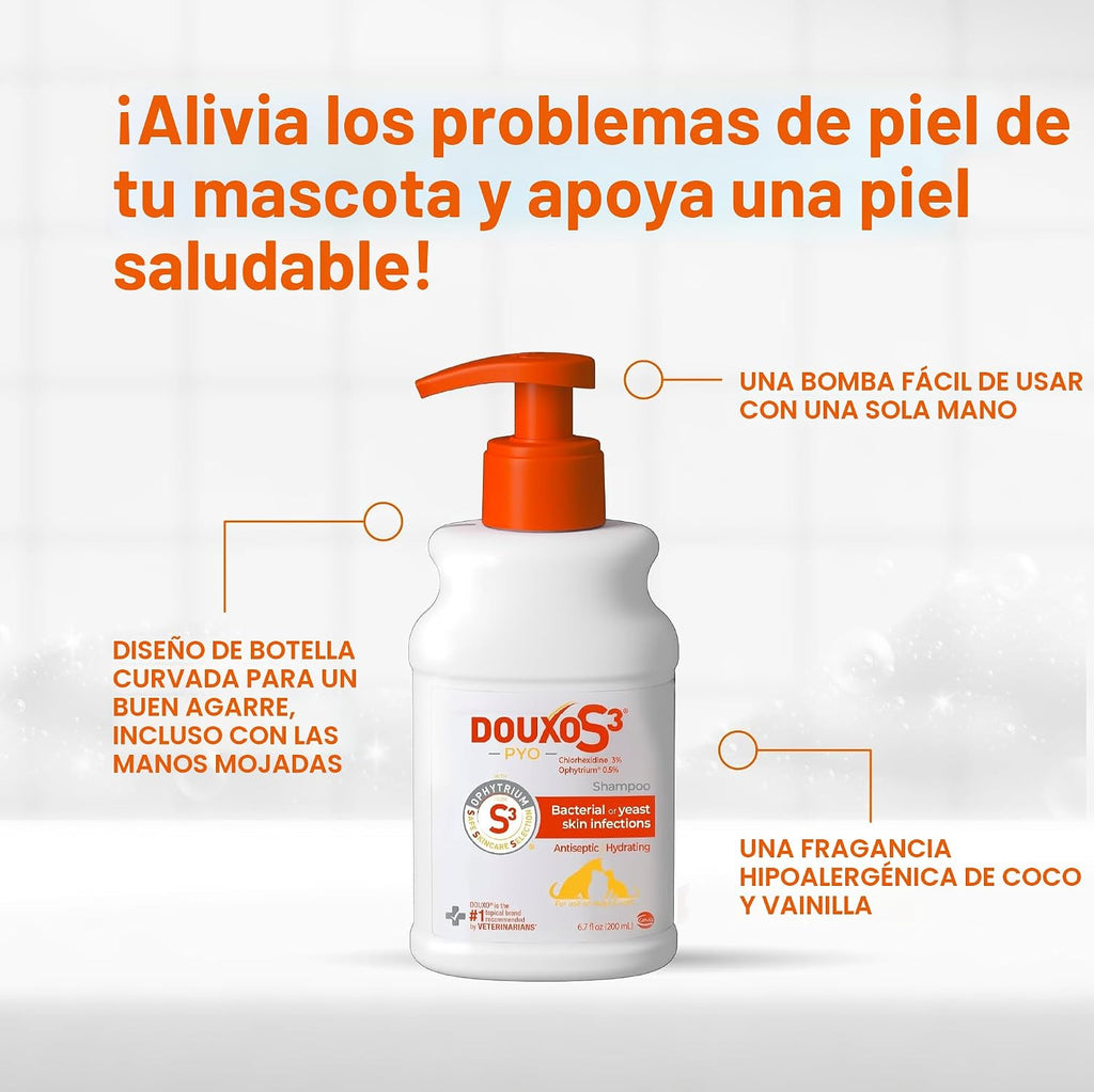 Douxo S3 PYO Champú medicado para perros con clorhexidina al 3% par...