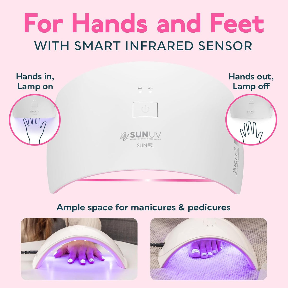 Lámpara secadora de uñas SUNUV de 24 W. , Rosado | Sensor automátic...