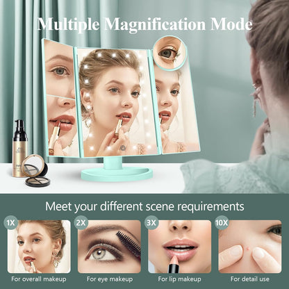 HUONUL Espejo de maquillaje, espejo de tocador con luces, aumento 2...