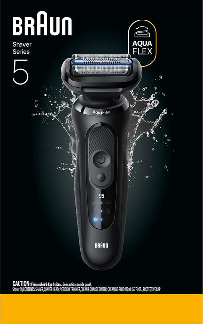 Braun Maquinilla de afeitar eléctrica para hombres Serie 5, afeitadora eléctrica, recortadora de precisión, cabezal de afeitadora adicional, centro de limpieza y carga 4 en 1, S5 5165ps